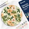 Figured'Art Dipingere con i Numeri su Disco di Legno da 30 cm - Paint by Numbers, Motivo floreale, Passatempo per Adulti, Kit Completo, Hobby Creativi - Quadri fai da te