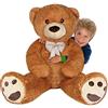 BAKAJI Peluche Orso Extra Morbido, Animali Morbidi e Soffici, Orsetto Decorazione Morbidissima per Bambini, Ragazzi e Adulti, Orsacchiotto Idea Regalo (Brown, 150 cm)