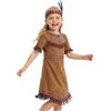 Generico Costume Carnevale Bambina Completo Indigena con Vestito E Piume per Recite Costume Bimba Carnevale Travestimento Indiana Bimba