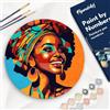 Figured'Art Dipingere con i Numeri su Disco di Legno da 30 cm - Paint by Numbers, Regina Africana Pop Art, Passatempo per Adulti, Kit Completo, Hobby Creativi - Quadri fai da te