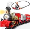 QiquBox Treno Elettrico per Bambini con Fumo, Luci e Suoni - Set Treno a Vapore Giocattolo per Ragazze Ragazzi di 3 4 5 6 Anni - Regalo di Natale Perfetto