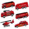 minkissy Set 6 Pezzi Camion Dei Vigili Del Fuoco in Lega Gioco Di Simulazione a Traino Per Bambini, Versione Dettagliata Controllo Inerziale, Regalo Festa e Collezione Bambini