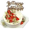 DPE - Cake topper BATTESIMO personalizzabile con nome in legno o in plexiglass. Decorazione per torte.