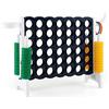 GYMAX Gioco Forza 4 Gigante 3 in 1, Anelli di Lancio, Canestro e Pallacanestro, per Bambini e Adulti, 84 x 33 x 74 cm (Bianco)