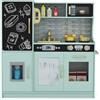 RELAX4LIFE Cucina Giocattolo per Bambini, Gioco Cucina in Legno con Frigo con Lavagna, Microonde, Forno, Macchina per il Ghiaccio, Mini Cucina per Bambini 3-6 Anni (Verde, 82 x 24 x 80 cm)