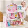 RELAX4LIFE Casa delle Bambole in Legno con 3 Piani, 5 Stanze e Mobili, Accessori e 2 Scale e Graziosi Sfondi, Giocattolo per bambini 3 Anni+