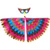 Proumhang Costume per bambini con ali di uccello per età da 3 a 8 anni,gufo di uccello e maschera di pavone vestito da gufo, maschera per occhi e ali di feltro,Halloween,Stile 6