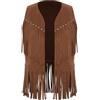 Monduelle Cowboy Cowgirl Gilet Con Frange per Bambini e Bambine Scamosciata Giacca Senza da Western Costume Maniche Hippie Halloween Outfit Marrone scuro 9-10 anni