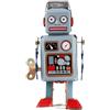 SunaOmni Robot di Latta Blu Vintage a Carica Automatica - Giocattolo Meccanico a Orologeria con Chiave