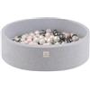 MISIOO Smart Piscina di Palline 90 x 30 cm Rotondo per Bambini (Grigio: Argento-Perla-Rosa chiaro/150 Palle)