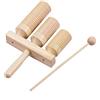 Generic Blocco di legno per percussioni a 3 toni con mazza Strumento musicale in l allenamento del ritmo dei bambini