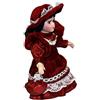 Perfeclan Bambola in Porcellana Vittoriana Vintage da 20 Cm con Cappello Elegante Decorazione da Scrivania, Rosso