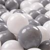 KiddyMoon 100 Palline/7Cm Palline Morbide Colorate Per Piscina Bambini Fatto In EU, Bianco/Grigio