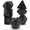 Vera's Arts & Dice Gothic Black Green Polyset Dice | Dungeons And Dragons | Polyhedral & Rpg Dice | D&D Dice