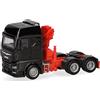 Herpa Modellino camion MAN TGX GX trattore con gru di carico 3 assi (6x4), nero, miniatura in scala 1:87, pezzo da collezione, Made in Germany, plastica