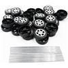 URIMPAVIDO 30 ruote per auto giocattolo, diametro 2 mm, in plastica, con 15 assi rotondi per modellini, giocattoli, auto, camion, fai da te (2 x 9 x 30 mm)