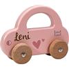 Mainely Personalizzabile Giocattolo auto in legno Rosa - regalo per nascita e battesimo - per bambini dai 18 mesi - personalizzato con nome - Label Label