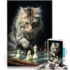 AITEXI Puzzle da 1000 pezzi per adolescenti Il gatto ama gli scacchi Giocattoli di gioco impegnativi Adatto per la decorazione del desktop 52x38cm