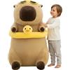 nerd hunters Capybara Peluche XXL 100 cm - Grande morbido peluche Kapibara 3 in 1 cuscino e decorazione - gigante peluche per bambini e adulti (Capybara con Anatra)