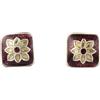 Generico Orecchini a bottone floreali Meenakari fatti a mano in argento sterling massiccio 925, orecchini con filo smaltato