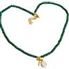 Generic Collana radice di smeraldo, perle naturali, libellula ottone, collana pietre vere, collana girocollo, collana ciondoli, collana italiana
