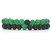 Generico Set Coppia Bracciali Distanza Agata Verde e Pietra Lavica, fatti a mano