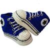 C'era una volta un filo Scarpette tipoconverse Vari Colori Bimbo Bimba. Fatte a Mano ad Uncinetto in Lana Merinos. Neonato 0-3 Mesi. Bootie Handmade (Blu)