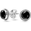 Meadows Orecchini a bottone con pietra preziosa di Onice nero sfaccettato, orecchini in argento sterling 925, orecchini fatti a mano con filo intrecciato