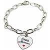 Handmade Bracciale Catena Acciaio e Ciondolo Cuore con Scritta Super Mamma | Charm Cuore con Scritta Fatto a Mano con Resina Colata, Catena in Acciaio