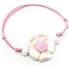 Generic Bracciale cordino cerato con fiore bianco e rosa