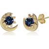 Meissa Orecchini in argento sterling per le donne viola blu pietra colorata diamante luna Dainty borchie fatte a mano, Oro