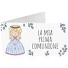Generic 25 Pezzi Bigliettini Bomboniera per Sacchetti Confetti La mia Prima Comunione da Personalizzare a Penna, Bigliettino Bomboniera Pieghevole già Tagliati singolarmente