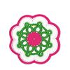 Handmade Centrino Rotondo ad Uncinetto 22 cm - Centrotavola Bianco Verde e Fucsia in Cotone, Decorazione Tavola e Protezione Mobili (33CN)