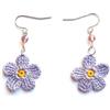Meraki Studio Orecchini fiore di viola, orecchini con perline di vetro, lilla/giallo, Gioielli all'uncinetto, boho chic, Made in Italy, Bijoux da donna, Lavorazione Artigianale