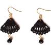 Handmade Orecchini neri con perline di vetro, orecchini in pizzo, Gioielli tessili/all'uncinetto, ventaglio, stile boho, Made in Italy, Bijoux da donna, Lavorazione Artigianale