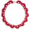 Handmade collana rossa (bordeaux) da donna, Gioielli all'uncinetto, girocollo di pizzo con cristalli di vetro, Made in Italy, Bijoux da donna, Lavorazione Artigianale