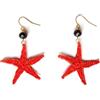 Meraki Studio Orecchini stella marina con cristalli di vetro, rosso/dorato/nero, orecchini in pizzo/tessili, Gioielli all'uncinetto, Made in Italy, Bijoux da donna, Lavorazione Artigianale