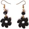 Meraki Studio Orecchini fiore da donna, nero, orecchini con perline di vetro, Gioielli all'uncinetto, boho chic, Made in Italy, Bijoux da donna, Lavorazione Artigianale