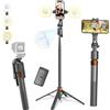 MZYSKJ Smart AI Face Tracking, treppiede rotante a 360° con telecomando Bluetooth 5.2, stabilizzato per selfie, controllo dei gesti, palo estensibile 1,8 m, portatile per vlogging, viaggi e live streaming
