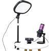 Abel Gaming Kit di streaming video live (Deluxe) per videochiamate, giochi, podcast, YouTube, creazione di contenuti. Include webcam 2k 60 FPS, microfono cardioide professionale e luce piatta a LED per Android