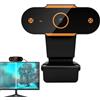 Generisch Web Cam USB - HD Mini Webcam per streaming, senza driver, fotocamera USB per computer portatile, webcam con funzione di messa a fuoco automatica, ampio angolo di visione per desktop, laptop