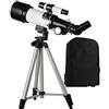 Generic Rifrattore, calibro 50-100 mm, portatile da viaggio, per principianti di astronomia, bambini con treppiede e zaino