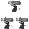 Mealoodiousmusea 3 set di webcam per computer con messa a fuoco automatica HD USB Online regolabile per PC con microfono cablato di ricambio webcam esterna videocamera nera 1K