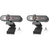 Mealoodiousmusea 2 set di webcam per computer con messa a fuoco automatica HD USB online regolabile per PC con microfono cablato di ricambio webcam esterna videocamera nera 2K