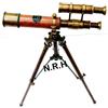 Nautical Replica Hub Spyglass Telescope in Ottone Nautico Doppio barile su Tavolo treppiede Decorazione Ufficio
