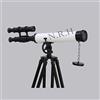 Nautical Replica Hub Telescopio a doppio cilindro in pelle nera e bianca con supporto per pavimento