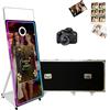 JIAQINMOTD Cabina fotografica a specchio magico da 65 pollici con touch screen interattivo da 32 pollici, luce quadrata RGB, mini PC e custodia da volo per feste di nozze e noleggio eventi (bianco, cabina