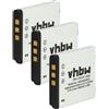 vhbw 3x batteria compatibile con Kodak Pocket-Camcorder Playsport Waterproof, Zi8, Zi19 fotocamera (650mAh, 3,6V, Li-Ion)