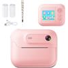 Sxhlseller Camera di Stampa Istantanea per Bambini, 48 MP 1080p HD Kids Digital Camera 6x Zoom, Toddler Instant Cam Stampa Foto con Gioco MP3 per Regali di Compleanno di Natale (Roseo)