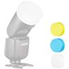 Supon Kit diffusore V1 per flash Godox V1 a testa rotonda, accessori per V1C V1S V1N V1O V1F Speedlite - Confezione da 3 bianco (bianco, blu, giallo)